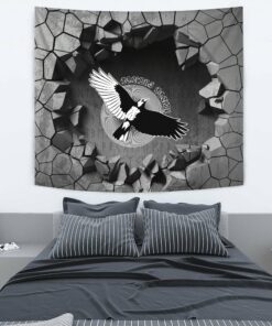 Viking Style Tapestry Fighting Axes Raven Skull Fantasy Warrior Inscription Hero Tapestry for Wall Décor