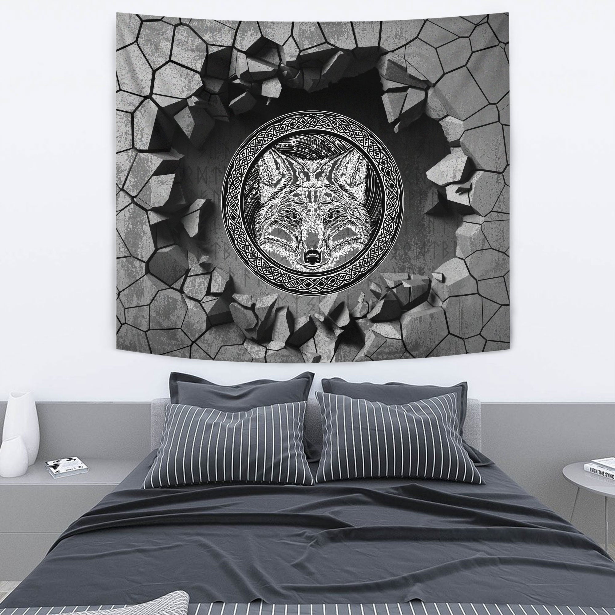 Viking Style Tapestry Fox In The Celtic Style Tattoo Tapestry for Wall Décor