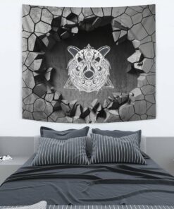 Viking Style Tapestry Great Dragon Head With Horns Tapestry for Wall Décor