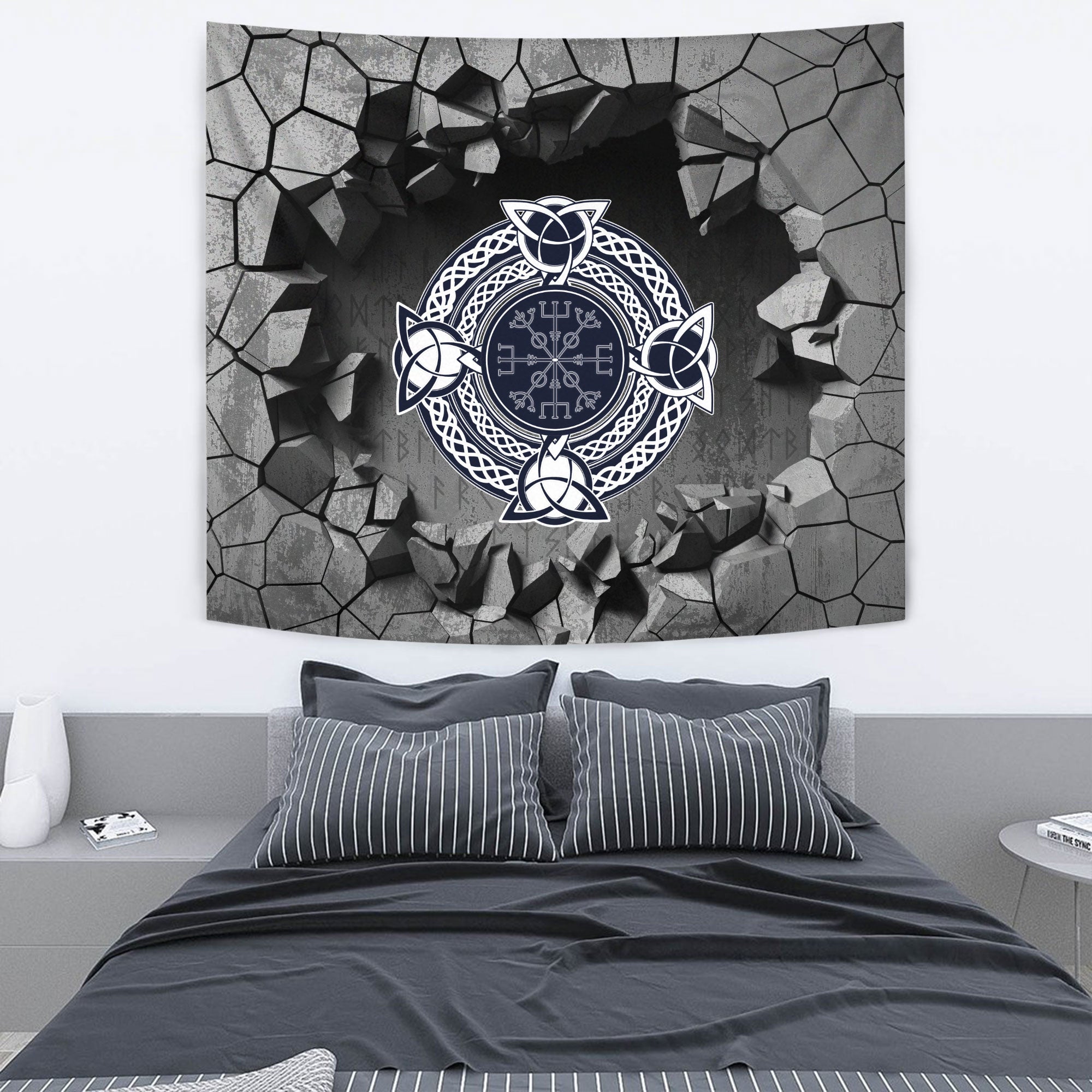 Viking Style Tapestry Head With Vintage Tapestry for Wall Décor