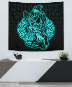 Viking Style Tapestry Helmet Crossed Sword Tapestry for Wall Décor