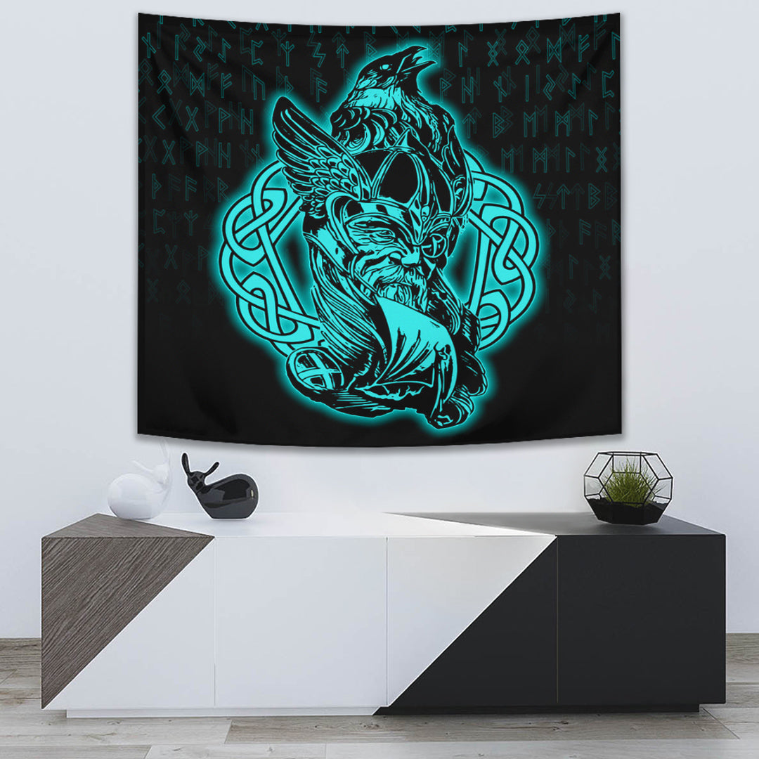 Viking Style Tapestry Helmet Crossed Sword Tapestry for Wall Décor