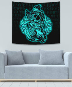 Viking Style Tapestry Helmet Crossed Sword Tapestry for Wall Décor