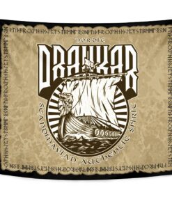Viking Style Tapestry Helmet Raven Crossed Axes Tapestry for Wall Décor