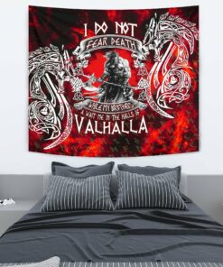 Viking Style Tapestry I Do Not Fear Death While My Brothers Await Me In The Halls of Valhalla for Wall Décor