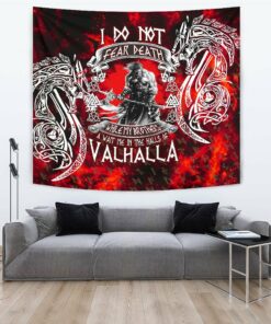 Viking Style Tapestry I Do Not Fear Death While My Brothers Await Me In The Halls of Valhalla for Wall Décor