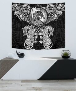 Viking Style Tapestry Kenaz Rune Raven Tattoo for Wall Décor