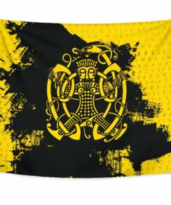 Viking Style Tapestry Loki Bound Triskele Rune Gold for Wall Décor