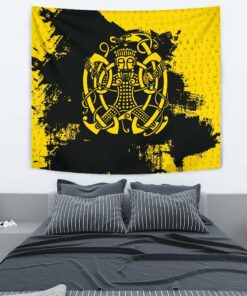 Viking Style Tapestry Loki Bound Triskele Rune Gold for Wall Décor