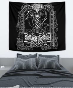 Viking Style Tapestry Mjolnir Hammer for Wall Décor