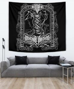 Viking Style Tapestry Mjolnir Hammer for Wall Décor