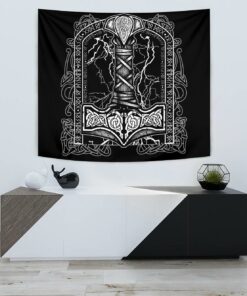 Viking Style Tapestry Mjolnir Hammer for Wall Décor