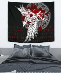 Viking Style Tapestry Mystical Raven Tattoo Blood for Wall Décor