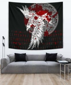 Viking Style Tapestry Mystical Raven Tattoo Blood for Wall Décor