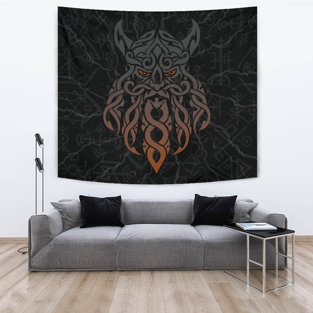 Viking Style Tapestry Odin God Furthark Tattoo Special for Wall Décor