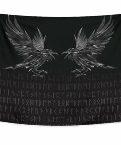 Viking Style Tapestry Odin Huginn and Muninn Rune for Wall Décor
