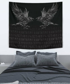 Viking Style Tapestry Odin Huginn and Muninn Rune for Wall Décor
