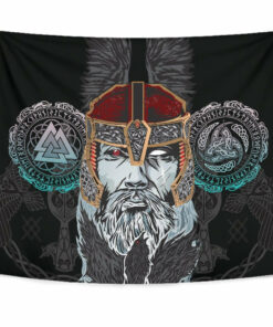 Viking Style Tapestry Odin Valknut and Triple Horn for Wall Décor