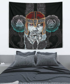 Viking Style Tapestry Odin Valknut and Triple Horn for Wall Décor
