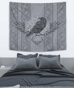 Viking Style Tapestry Odin's Celtic Raven Scandinavian Tattoo for Wall Décor