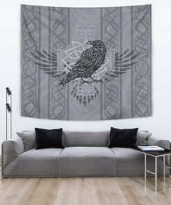 Viking Style Tapestry Odin's Celtic Raven Scandinavian Tattoo for Wall Décor