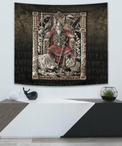 Viking Style Tapestry Odin's Raven Red Edition for Wall Décor