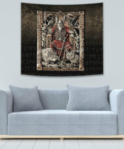 Viking Style Tapestry Odin's Raven Red Edition for Wall Décor