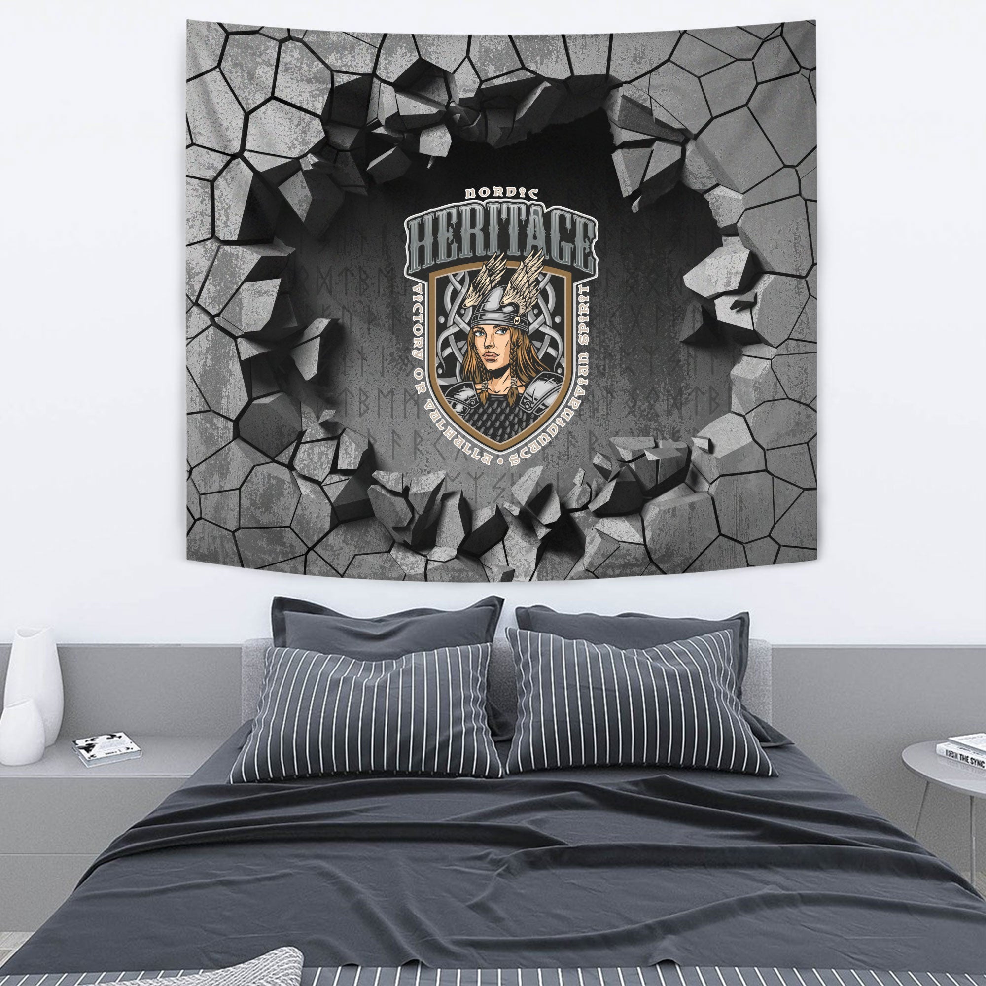 Viking Style Tapestry Old Skull Face Isolated Tapestry for Wall Décor