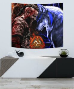 Viking Style Tapestry Ragnar And Wolf for Wall Décor