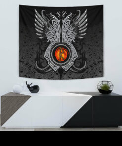 Viking Style Tapestry Raido Rune Raven Tattoo for Wall Décor