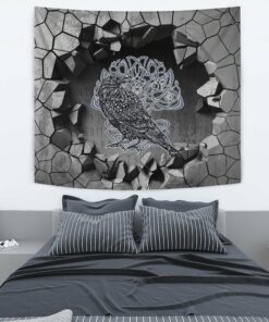 Viking Style Tapestry Raven Art Inspired Moves Drawn As A Tapestry for Wall Décor