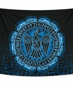 Viking Style Tapestry Raven Celtic Cyan for Wall Décor