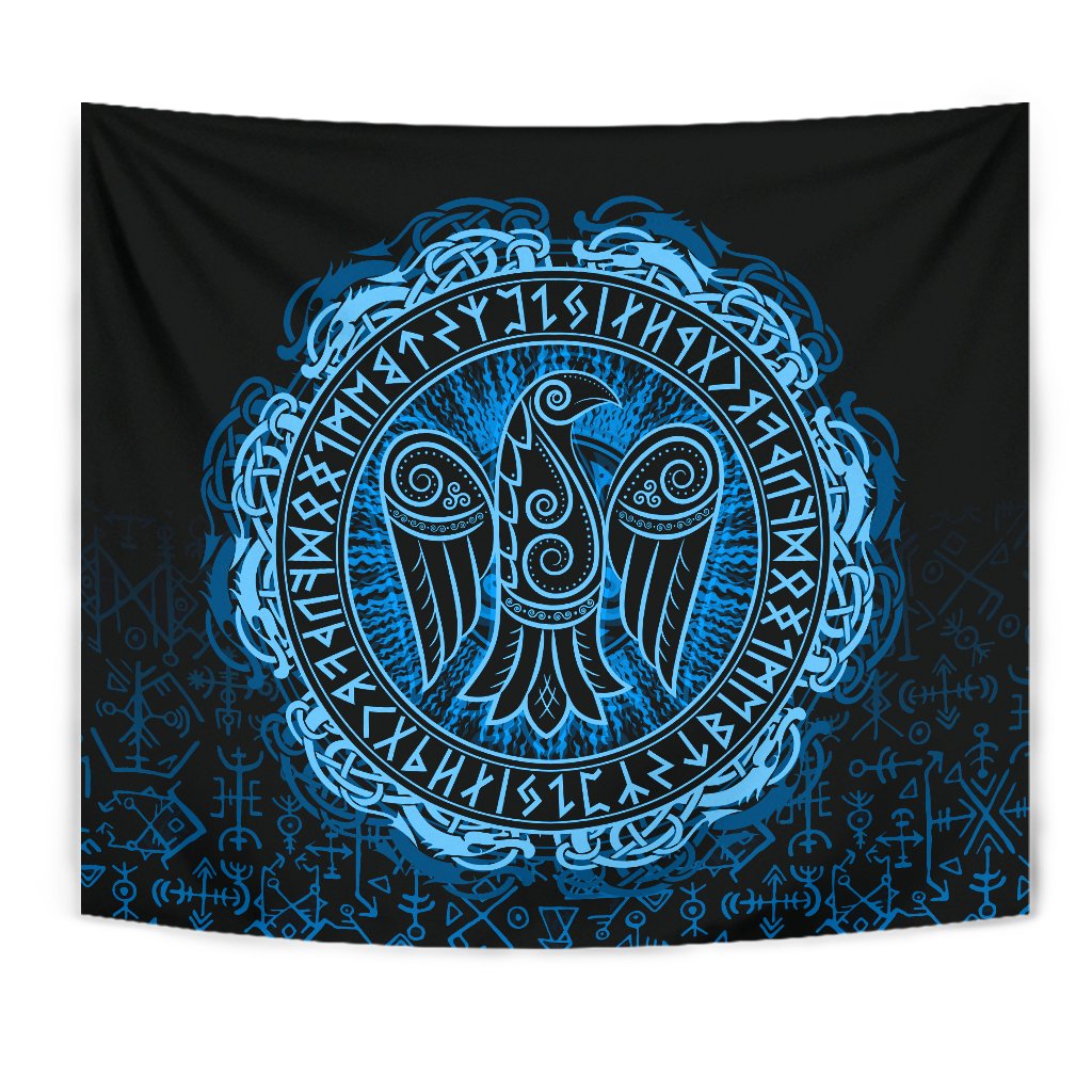 Viking Style Tapestry Raven Celtic Cyan for Wall Décor
