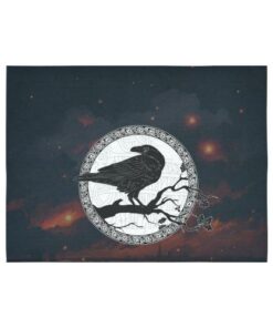 Viking Style Tapestry Raven Of Viking Style At Night for Wall Décor