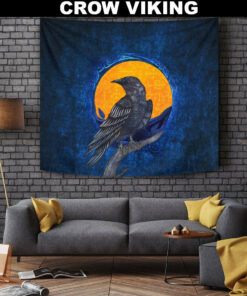 Viking Style Tapestry Ravens In Love Celtic Ornament Colorful Tapestry for Wall Décor