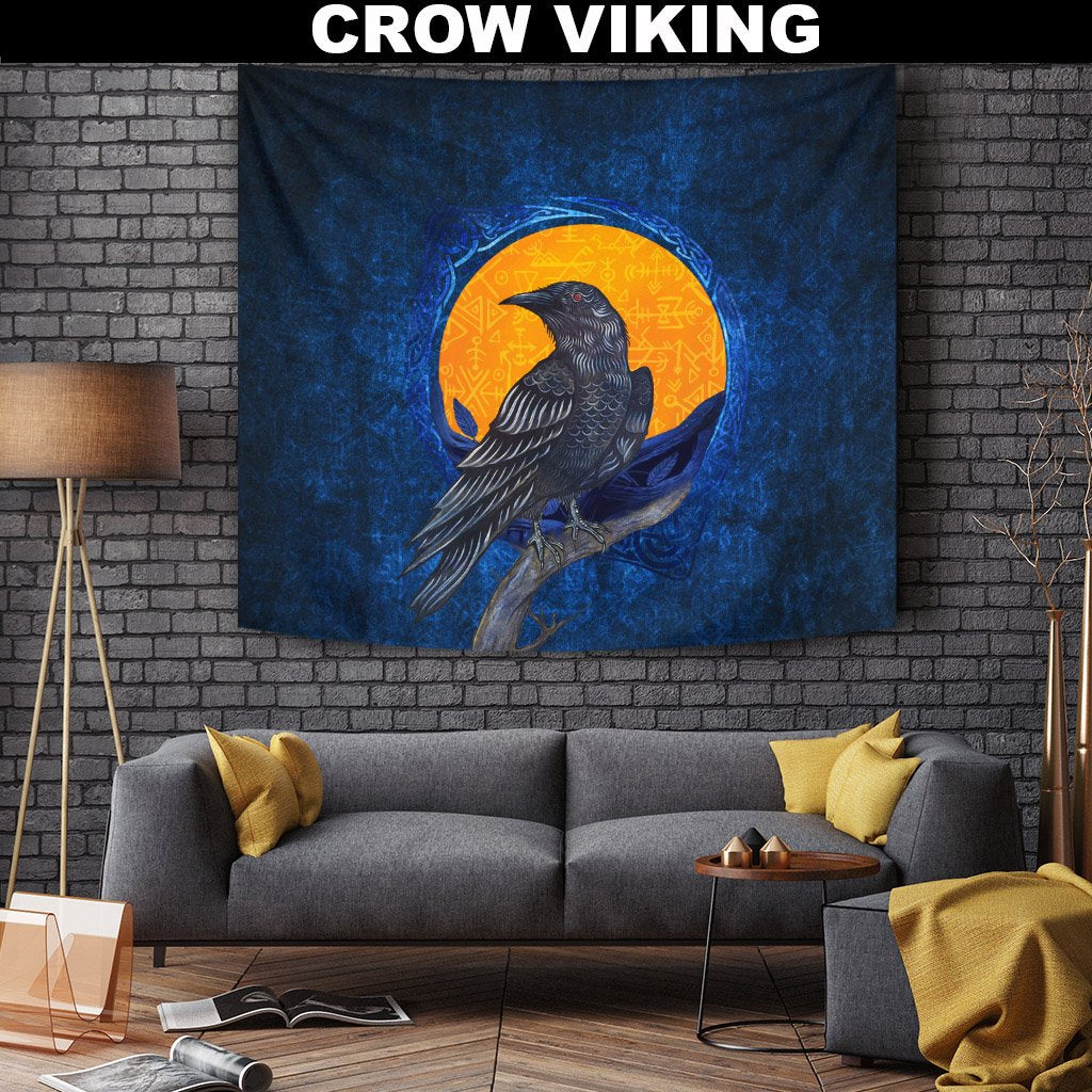 Viking Style Tapestry Ravens In Love Celtic Ornament Colorful Tapestry for Wall Décor