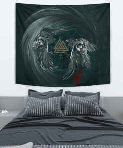 Viking Style Tapestry Ravens Skull Tattoo9 for Wall Décor