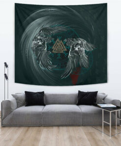 Viking Style Tapestry Ravens Skull Tattoo9 for Wall Décor