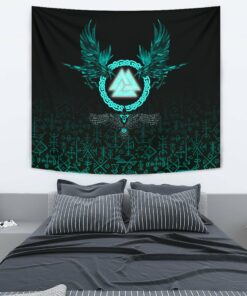 Viking Style Tapestry Scandinavian Raven Axe Tapestry for Wall Décor