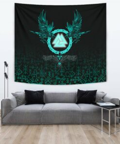 Viking Style Tapestry Scandinavian Raven Axe Tapestry for Wall Décor
