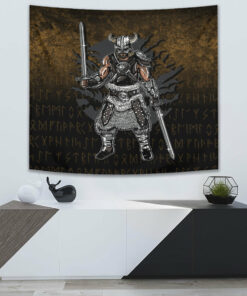 Viking Style Tapestry Skoll And Hati Gold Version Wall Décor