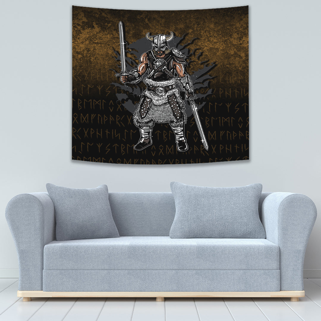 Viking Style Tapestry Skoll And Hati Gold Version Wall Décor