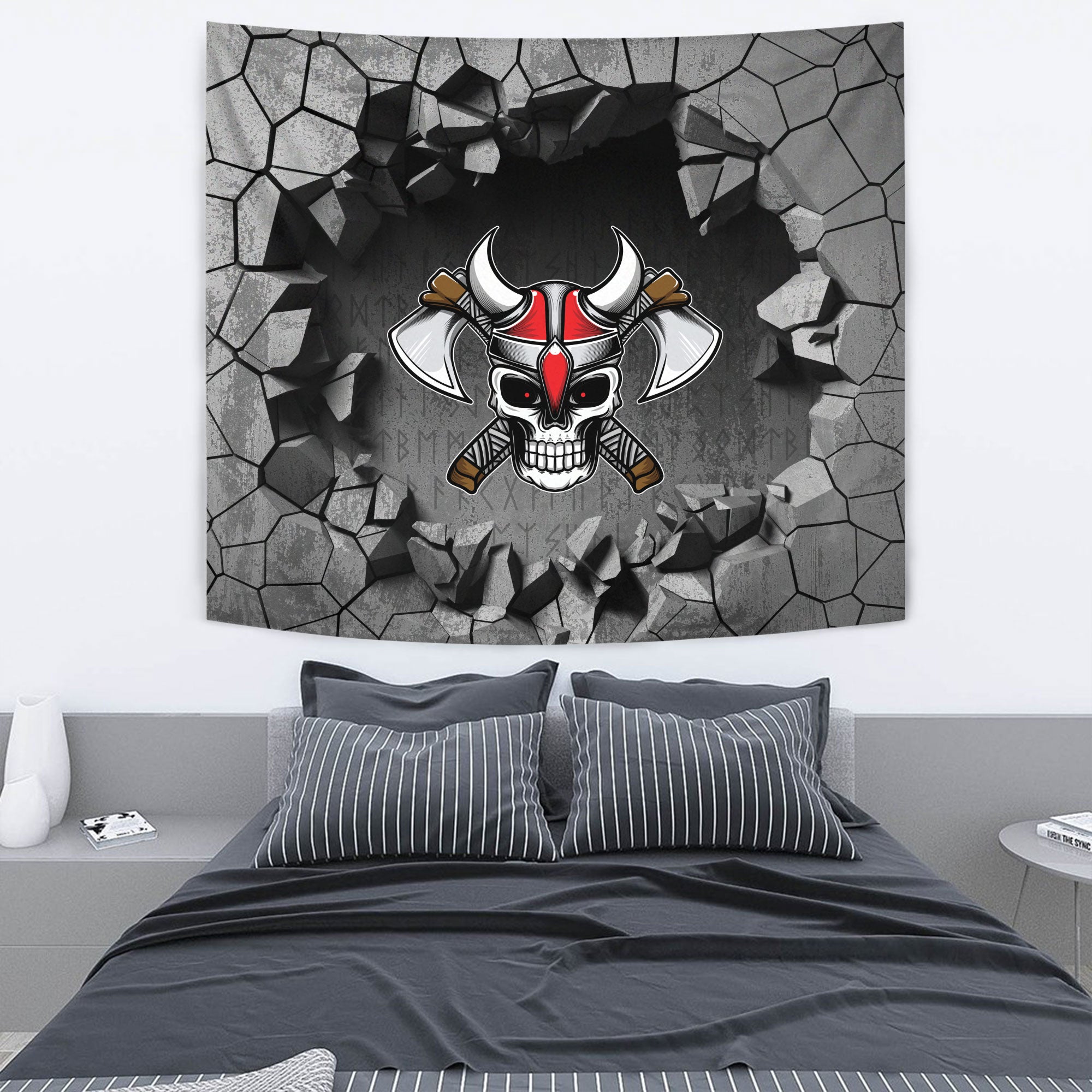 Viking Style Tapestry Skull Angry Tapestry for Wall Décor