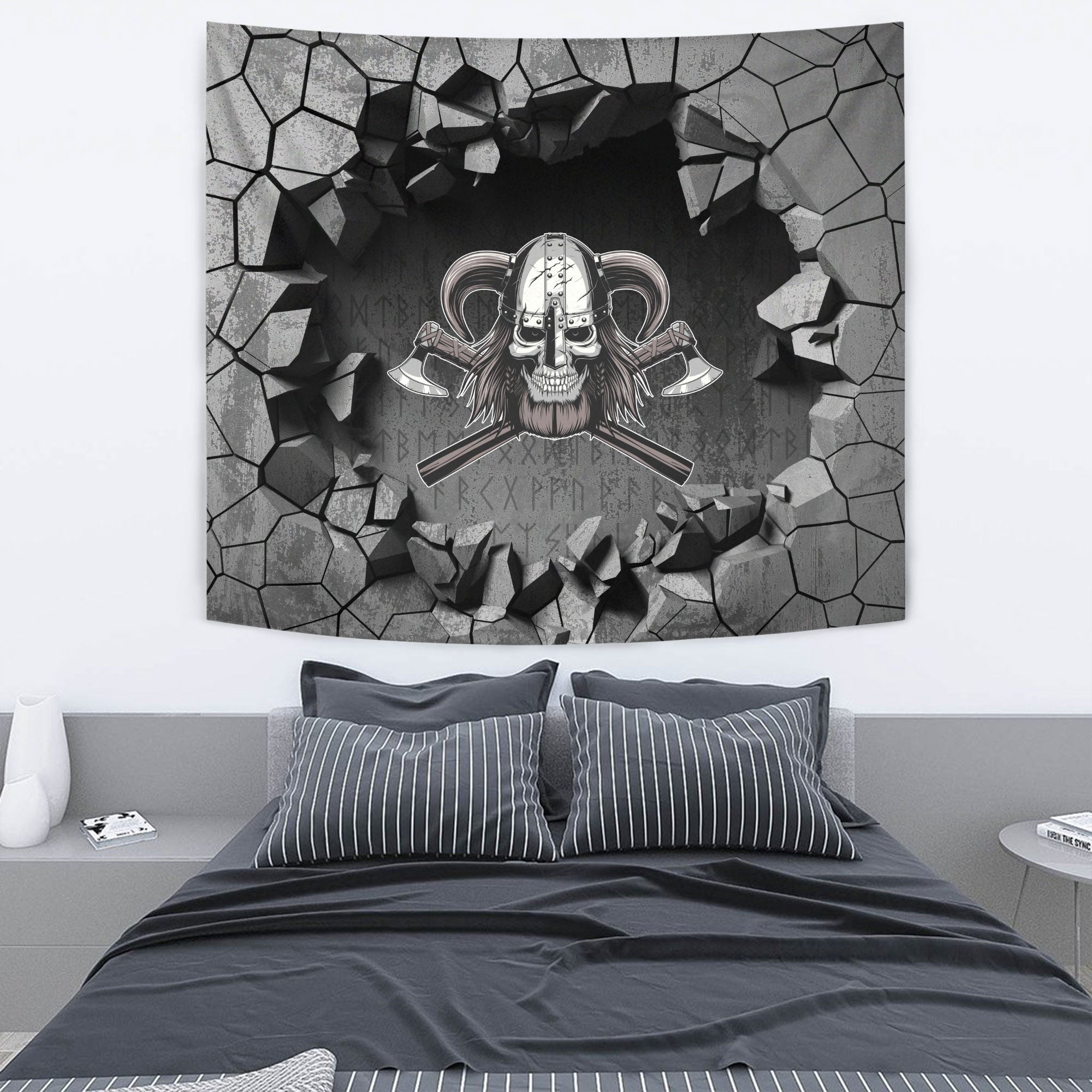 Viking Style Tapestry Skull Character Tapestry for Wall Décor
