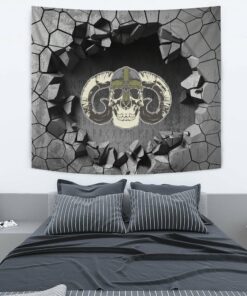 Viking Style Tapestry Skull Head Warrior With Twin Axe Tapestry for Wall Décor