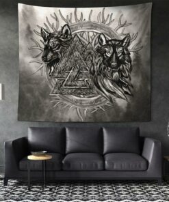 Viking Style Tapestry Skull With Engraving Ornament Tapestry for Wall Décor