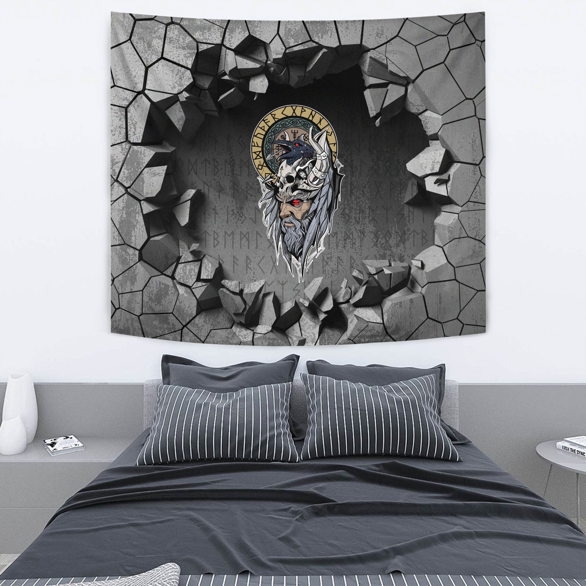 Viking Style Tapestry Skull With Sword Tapestry for Wall Décor