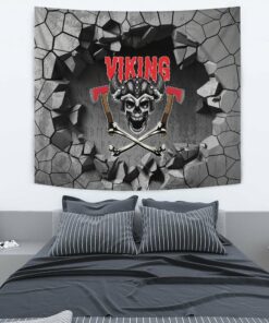 Viking Style Tapestry Skull and Hammers Tapestry for Wall Décor
