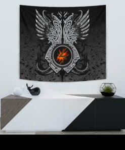 Viking Style Tapestry Sowilo Rune Raven Tattoo for Wall Décor