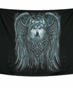 Viking Style Tapestry Spiral Wolf Spirit for Wall Décor